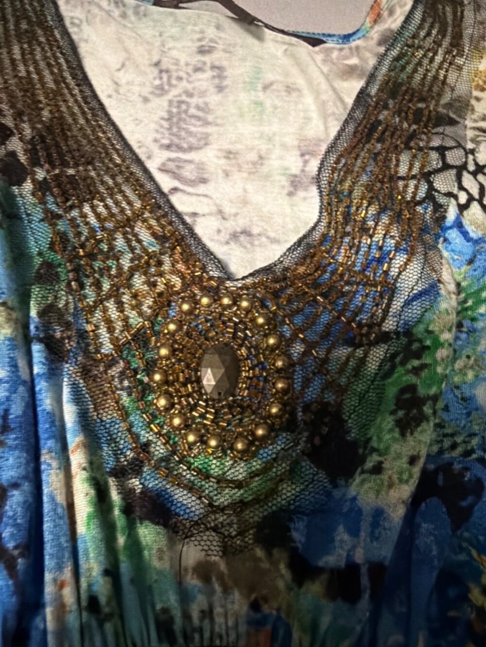 Mushka By Sienna Rose Womens V-Neck Multicolor Dress With Abstract Print Size M - Picture 5 of 7